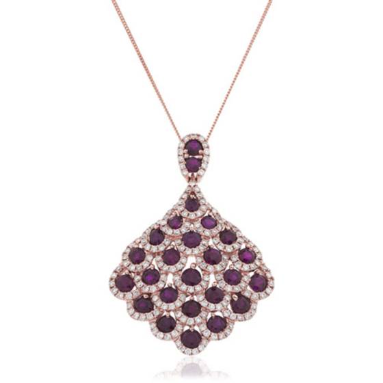 Round Ruby and Diamond Pendant