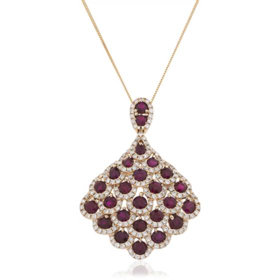 Round Ruby and Diamond Pendant