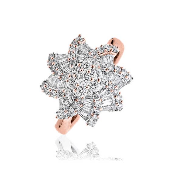 1.20ct Round and Baguette Diamond Dress Ring