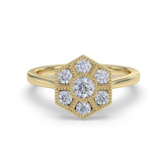 0.40ct Hexagon Round Diamond Cluster Ring