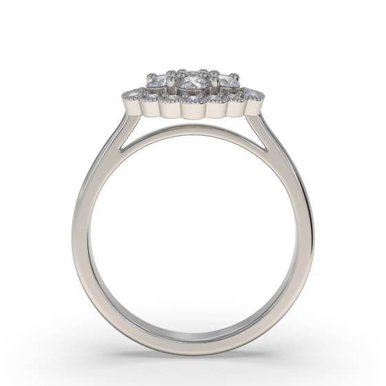 0.50ct Modern Hexagon Round Diamond Cluster Ring