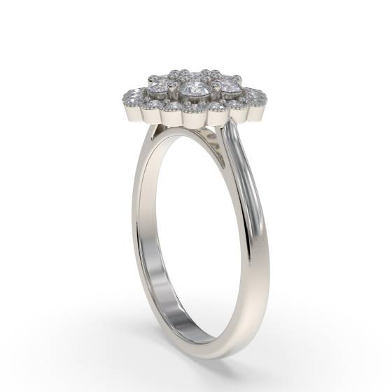 0.50ct Modern Hexagon Round Diamond Cluster Ring
