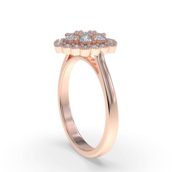 0.50ct Modern Hexagon Round Diamond Cluster Ring