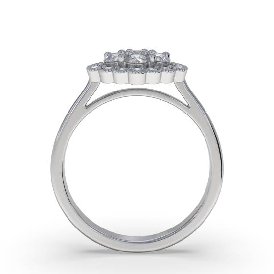 0.50ct Modern Hexagon Round Diamond Cluster Ring