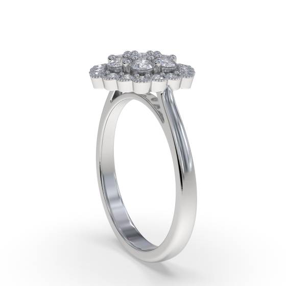 0.50ct Modern Hexagon Round Diamond Cluster Ring