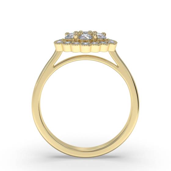 0.50ct Modern Hexagon Round Diamond Cluster Ring