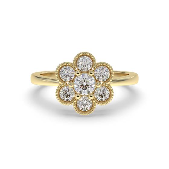 0.50ct Modern Flower Round Diamond Cluster Ring