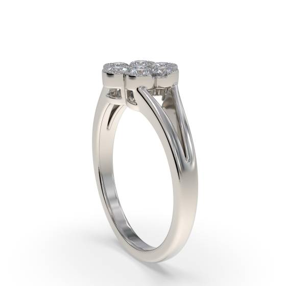 0.50ct Modern Split Round Diamond Cluster Ring