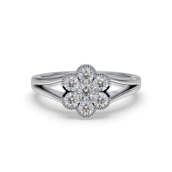 0.50ct Modern Split Round Diamond Cluster Ring