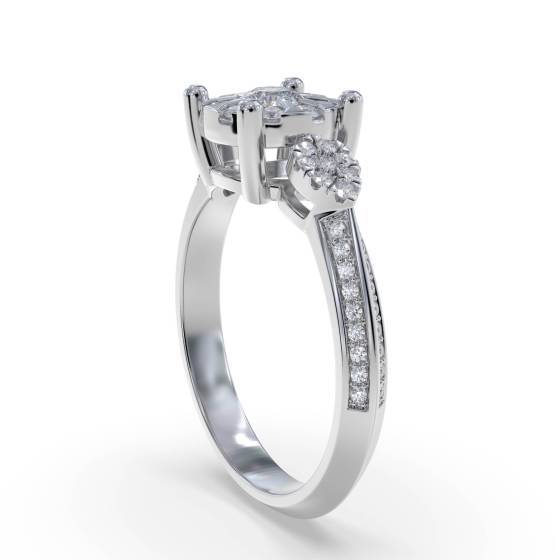 0.60ct Modern Round Diamond Cluster Ring