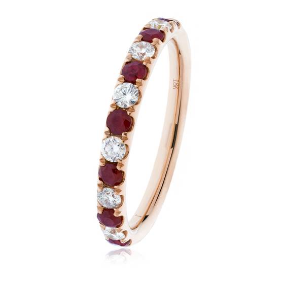 1.30ct Red Ruby and Diamond Eternity Ring
