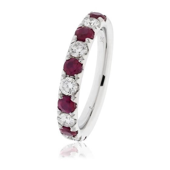 1.30ct Red Ruby and Diamond Eternity Ring