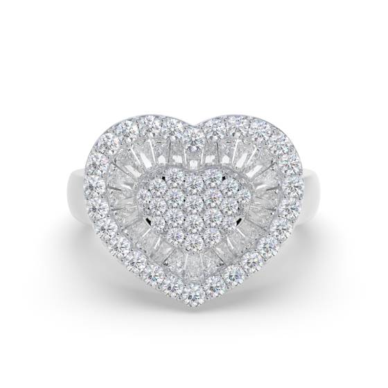 1.40ct Elegant Diamond Cluster Heart Dress Ring