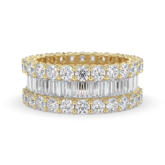 4.00ct Round and Baguette Diamond Mulit Row Dress Ring
