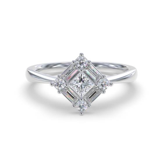 0.50ct Elegant Princess Diamond Cluster Ring