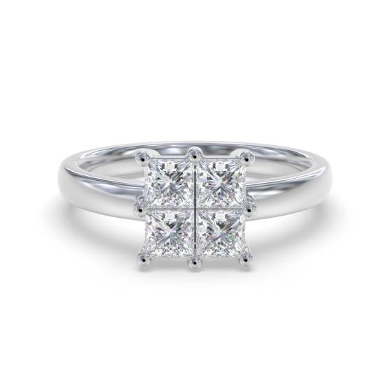 0.50ct Elegant Princess Diamond Cluster Ring