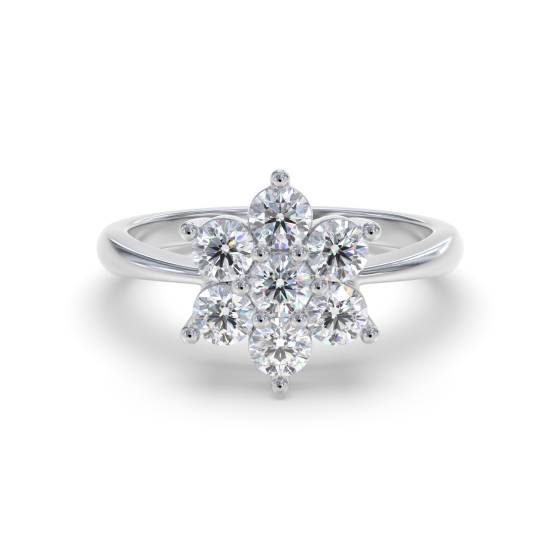 2.00ct Modern Flower Round Diamond Cluster Ring
