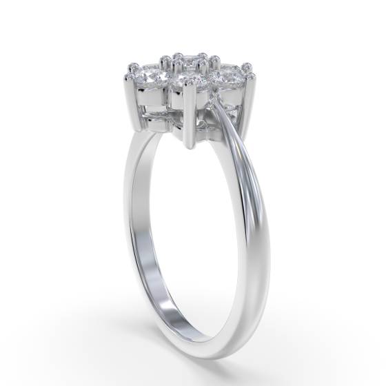 2.00ct Modern Flower Round Diamond Cluster Ring