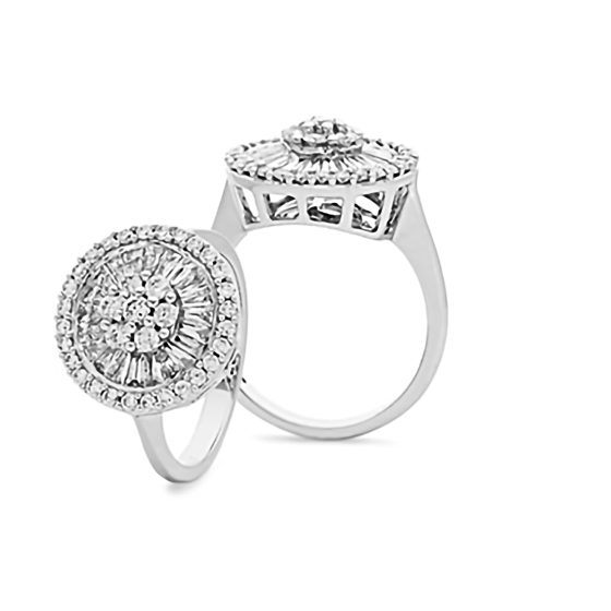 1.00ct VS/F-G Round Natural Diamond and Topaz Trilogy Rings