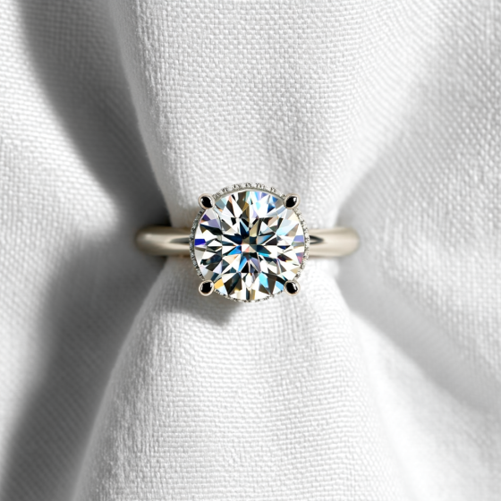 Round Diamond Low Set Hidden Halo Ring