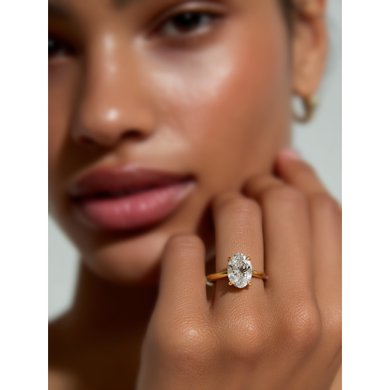 Oval Diamond Low Set Hidden Halo Ring