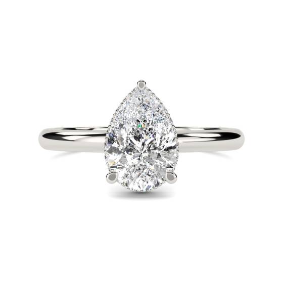 1.70ct SI1/G Pear Natural Diamond Hidden Halo Ring