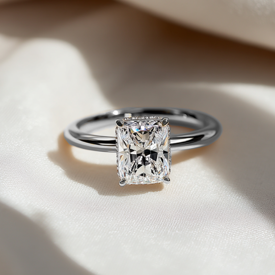 Radiant Diamond Low Set Hidden Halo Ring
