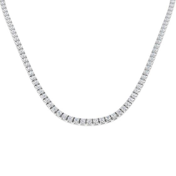 8.10ct SI2/G Round cut Natural Diamond Tennis Necklace in 18k White Gold