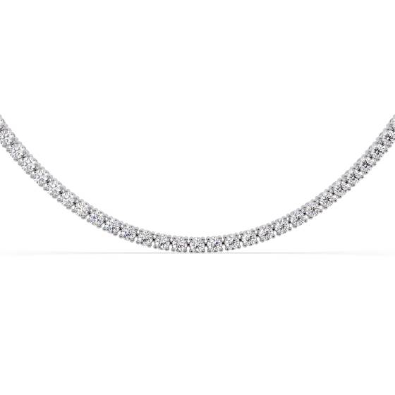 Round Natural Diamonds Claw Set Tennis Necklace
