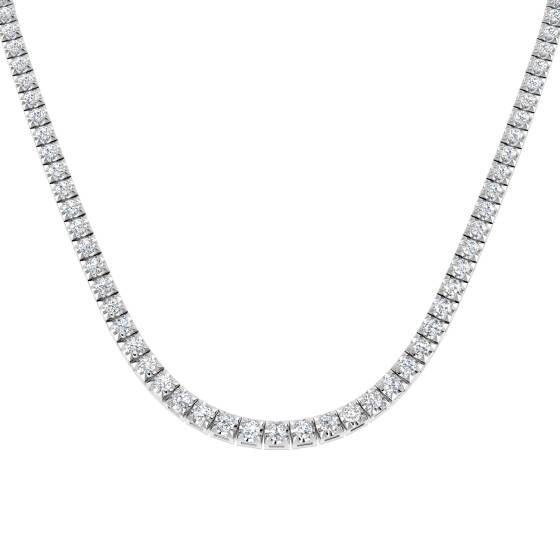 14.12ct SI2/G Round cut Natural Diamond Tennis Necklace in 18k White Gold