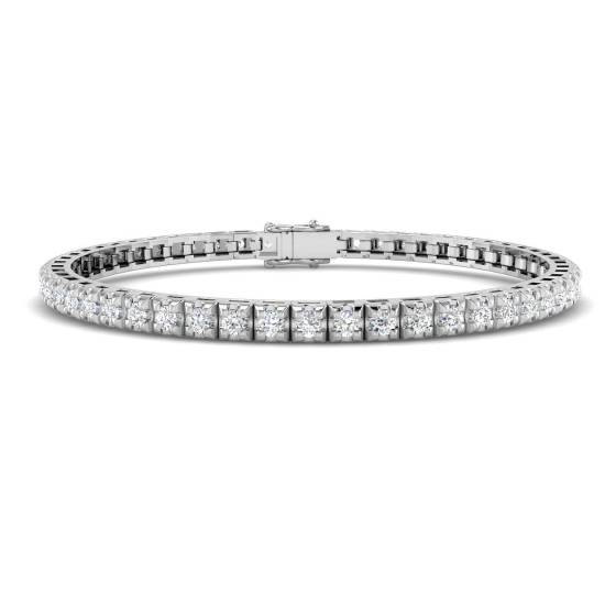 3.07ct SI2/G Round cut Natural Diamonds Tennis Bracelet in 9k White Gold
