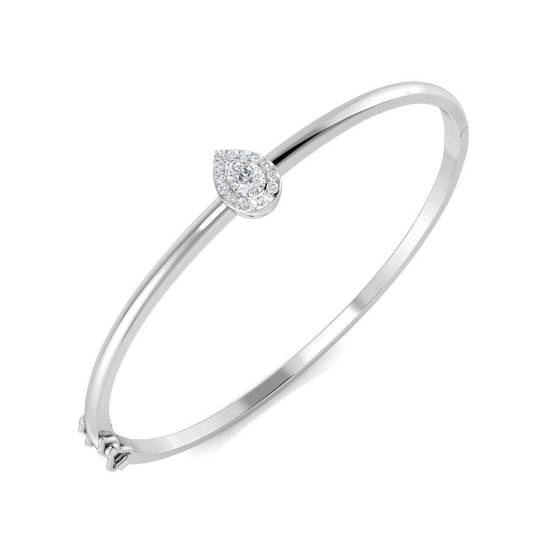 0.57ct SI2/G Pear cut Natural Diamond Fancy Bangle in 18k White Gold