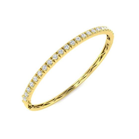 1.02ct SI2/G Round cut Natural Diamonds Fancy Bangle in 9k Yellow Gold