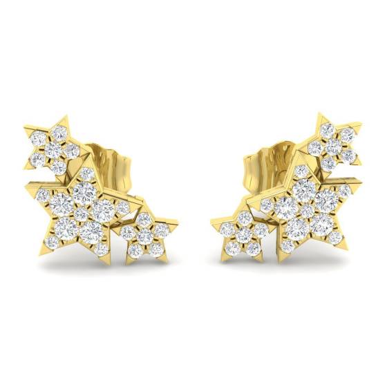 0.20ct SI2/G Round cut Natural Diamond Cluster Earrings in 9k Yellow Gold