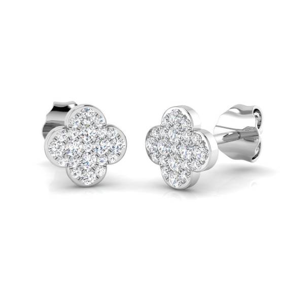 0.18ct SI2/G Round cut Natural Diamond Cluster Earrings in 9k White Gold