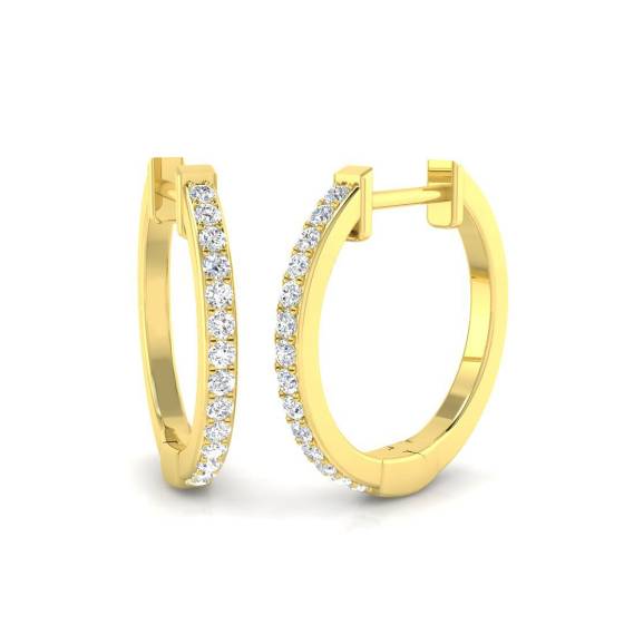 0.16ct SI2/G Round cut Natural Diamond Hoop Earrings in 9k Yellow Gold