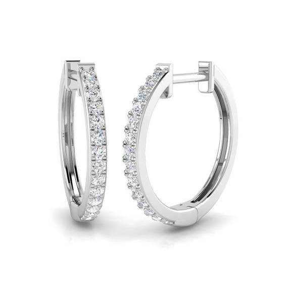 0.23ct I1/G Round cut Natural Diamond Hoop Earrings in 9k White Gold