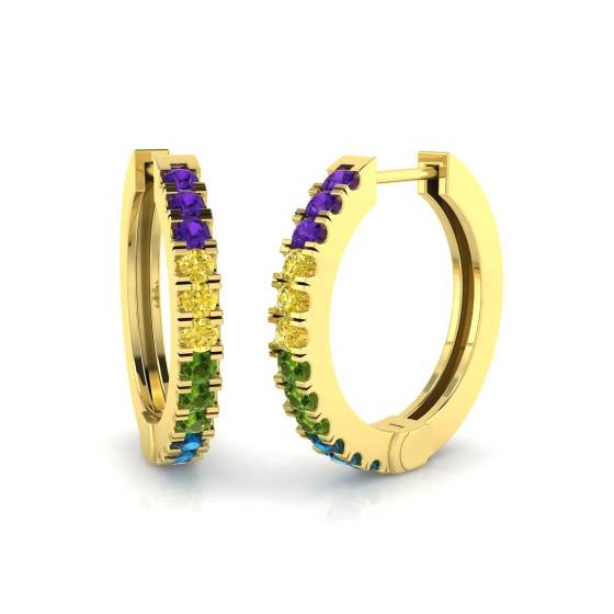 0.40ct SI2/G Round cut Multi Diamond Hoop Earrings in 18k Yellow Gold