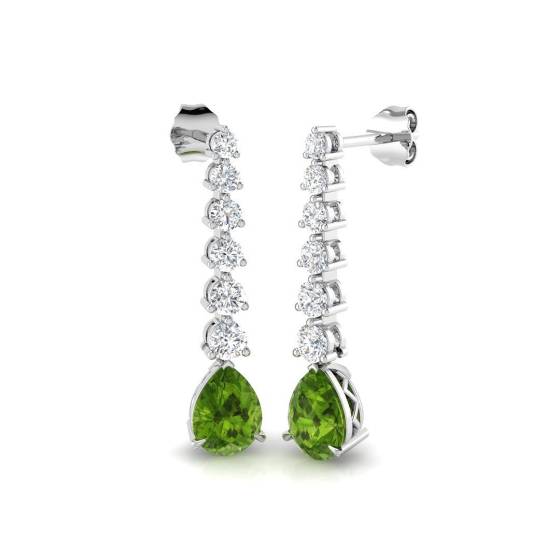 3.15ct SI2/G Pear cut Multi Sapphire Gemstone Earrings in 18k White Gold