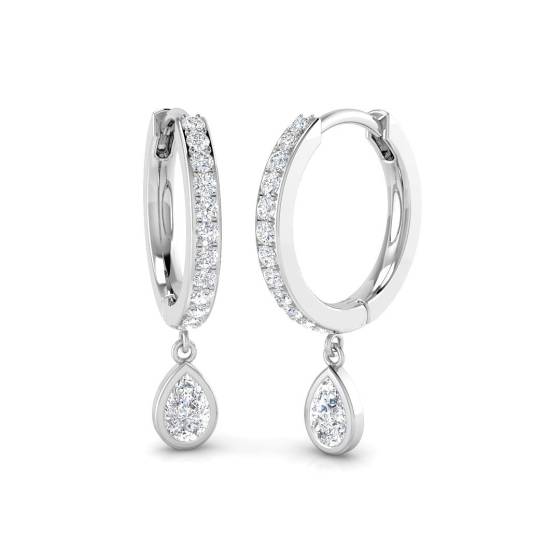 0.50ct SI2/G Pear cut Natural Diamond Drop Earrings in 18k White Gold