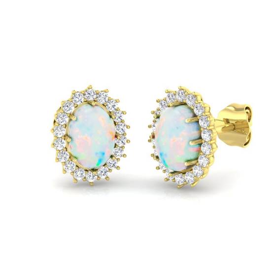 1.19ct SI2/G Oval cut Opal Gemstone Earrings in 9k Yellow Gold