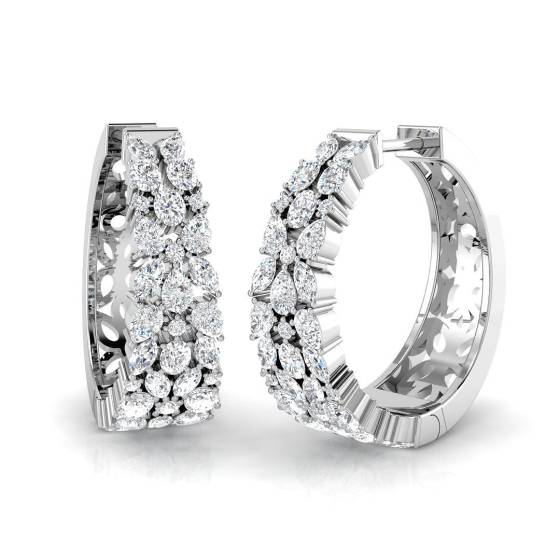 1.81ct SI2/G Marquise cut Natural Diamond Hoop Earrings in 18k White Gold