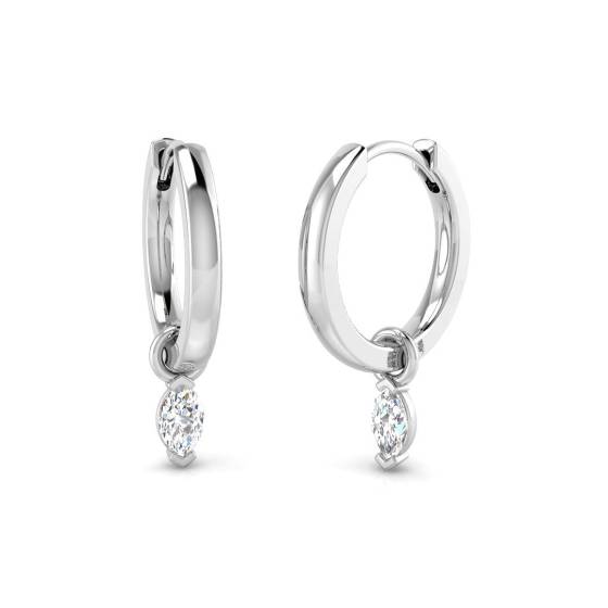 0.26ct SI2/G Marquise cut Natural Diamond Drop Earrings in 18k White Gold