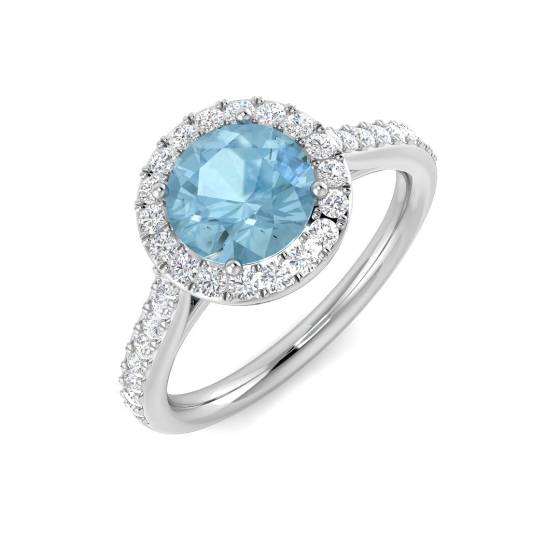 1.64ct SI2/G Oval cut Aquamarine Gemstone Ring in Platinum