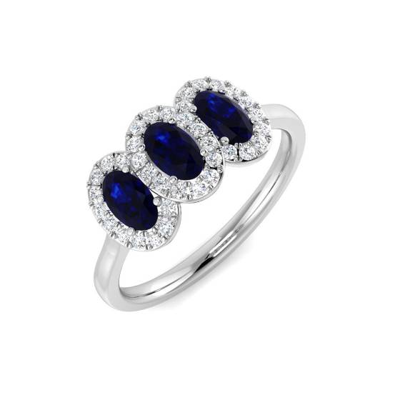 1.14ct SI2/G Oval cut Blue Sapphire Ring in 18k White Gold