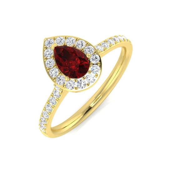0.76ct SI2/G Pear cut Multi Sapphire Gemstone Ring in 18k Yellow Gold
