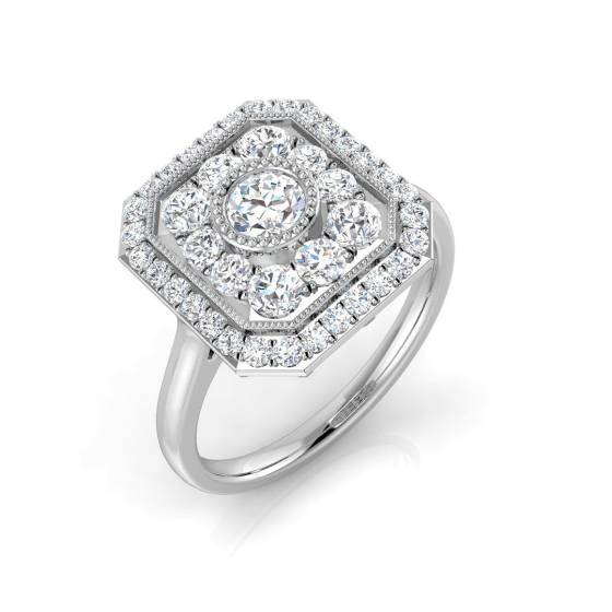 1.04ct SI2/G Round cut Natural Diamond Vintage Ring in Platinum