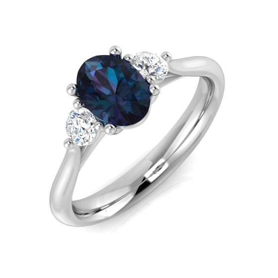 1.42ct SI2/G Oval cut Multi Sapphire Gemstone Ring in 18k White Gold