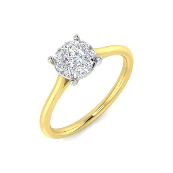 0.32ct SI2/G Round cut Natural Diamond Cluster Ring in 9k Yellow Gold