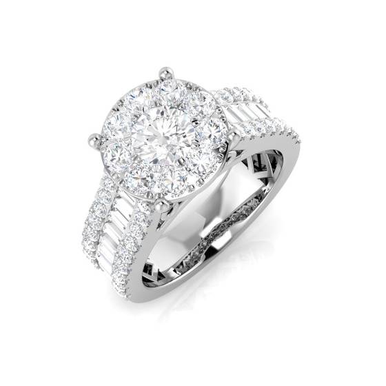 2.32ct SI2/G Round cut Natural Diamond Designer Ring in 9k White Gold